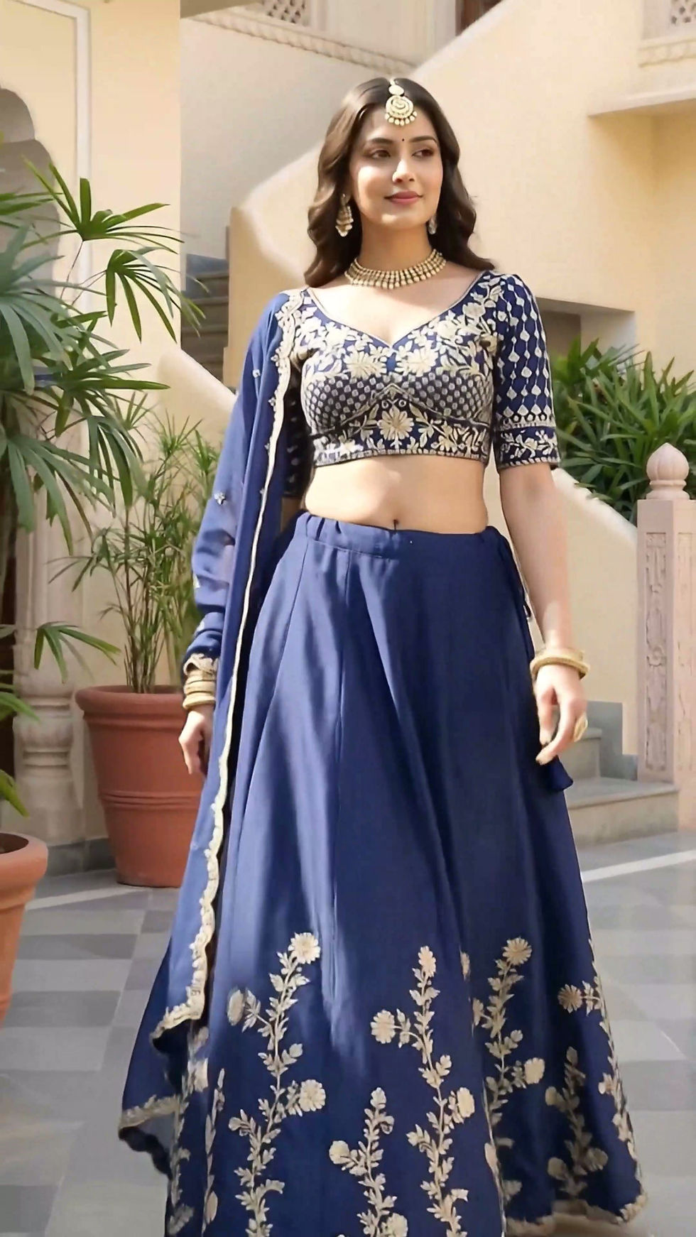 Thumbnail: Rangoli Silk A-Line Lehenga Choli Set with Zari Dori Sequins Embroidery & Matchi