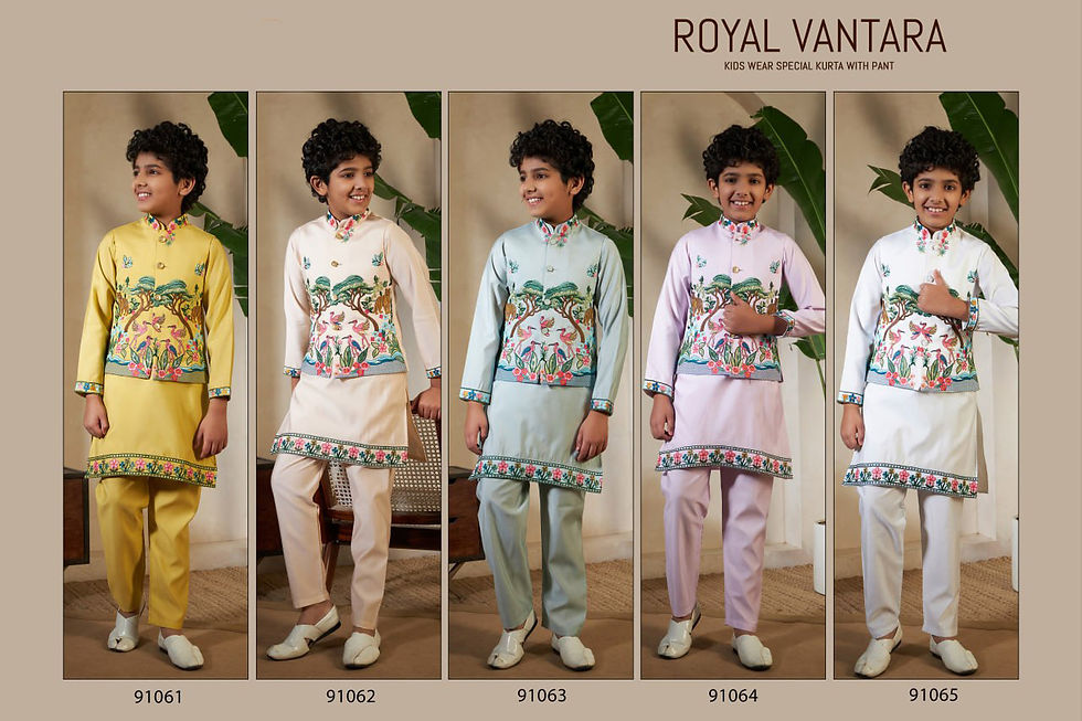 Thumbnail: Boys Viscose Silk Multi Thread Sequence Embroidered Kurta Koti Set
