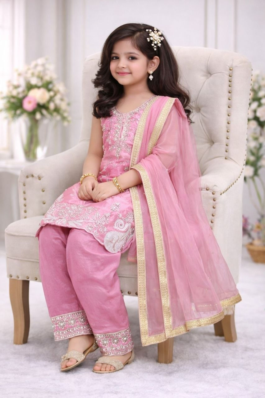 Thumbnail: Kids Ethnic Palazzo Dress Girls Designer Festival Wear Outfit