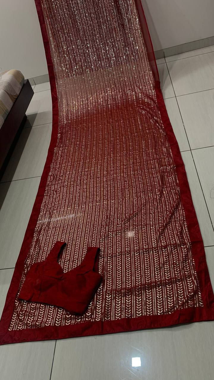 Thumbnail: Women Georgette Saree with Sequins Work Party Wear Ethnic Saree