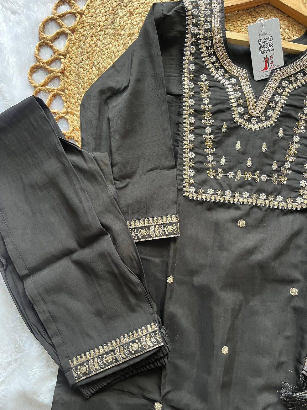 Thumbnail: Premium Silk Embroidered Kurta Pant Dupatta Set for Women Festive Wedding Party