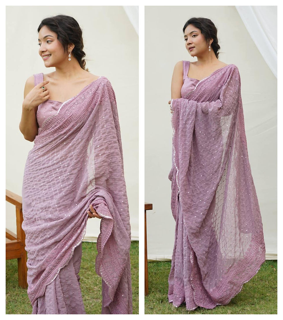 Thumbnail: Pre-stitched saree-Alia saree-Designer Lukhnowi work saree-1 min ready sari-Brid