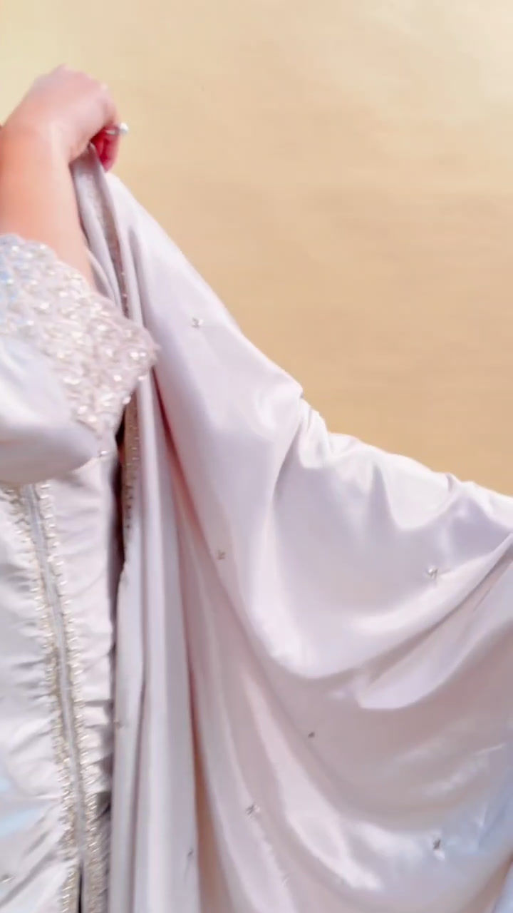 Thumbnail: Women's Natural Crepe Semi Beads Embroidered Palazzo Suit Set with Dupatta