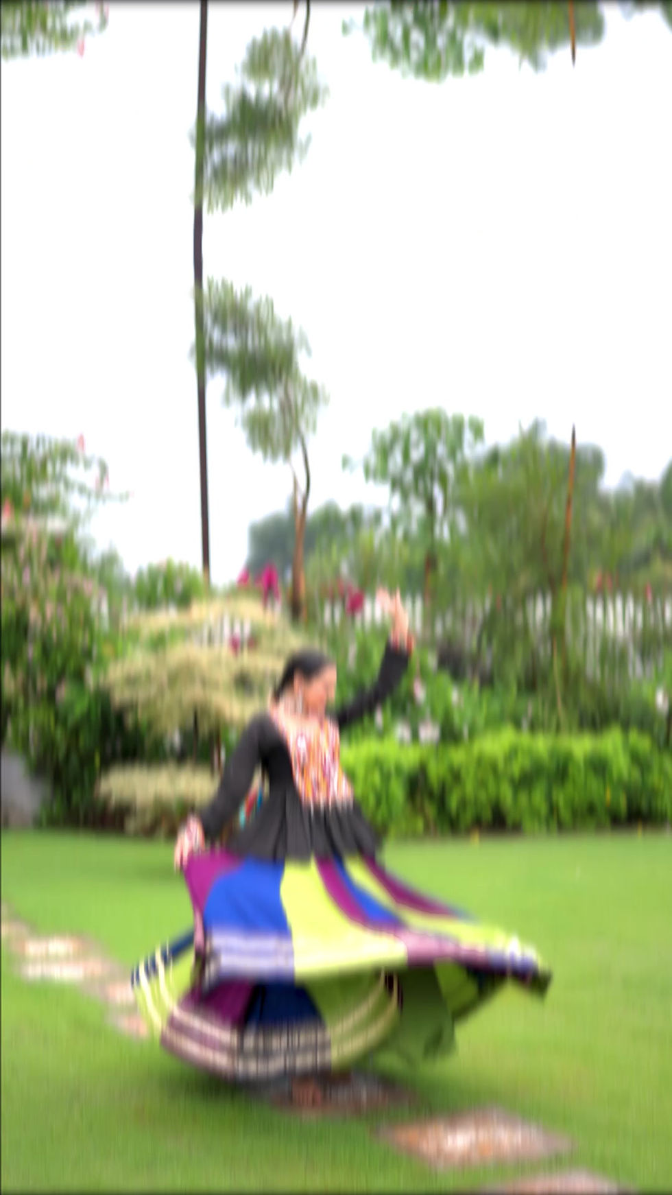 Thumbnail: Navratri Special Multi-Color Lehenga with Black Kutchi Work Top | 8 Meter Flair