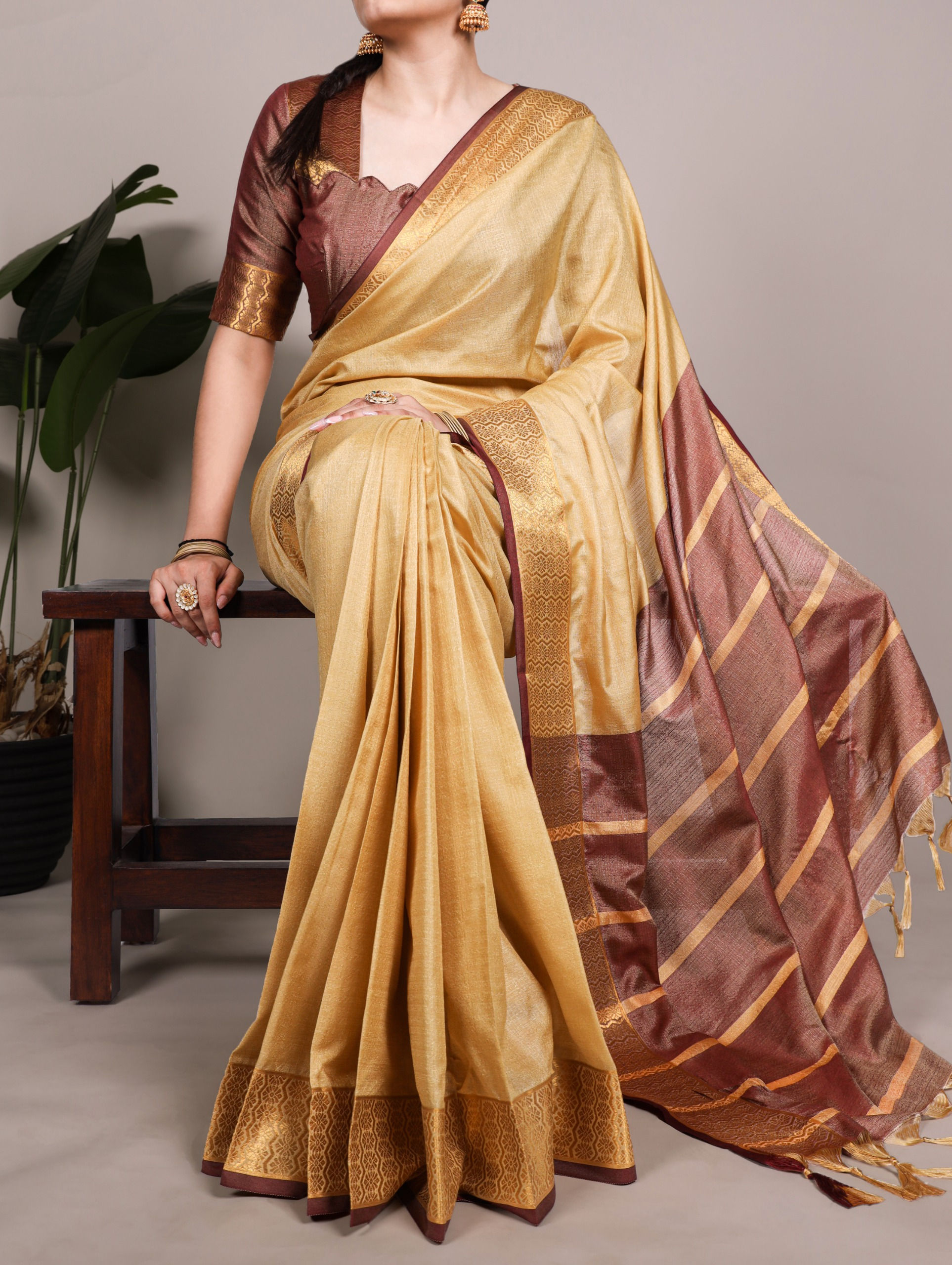 Poly Cotton Saree with Zari Weaving Work