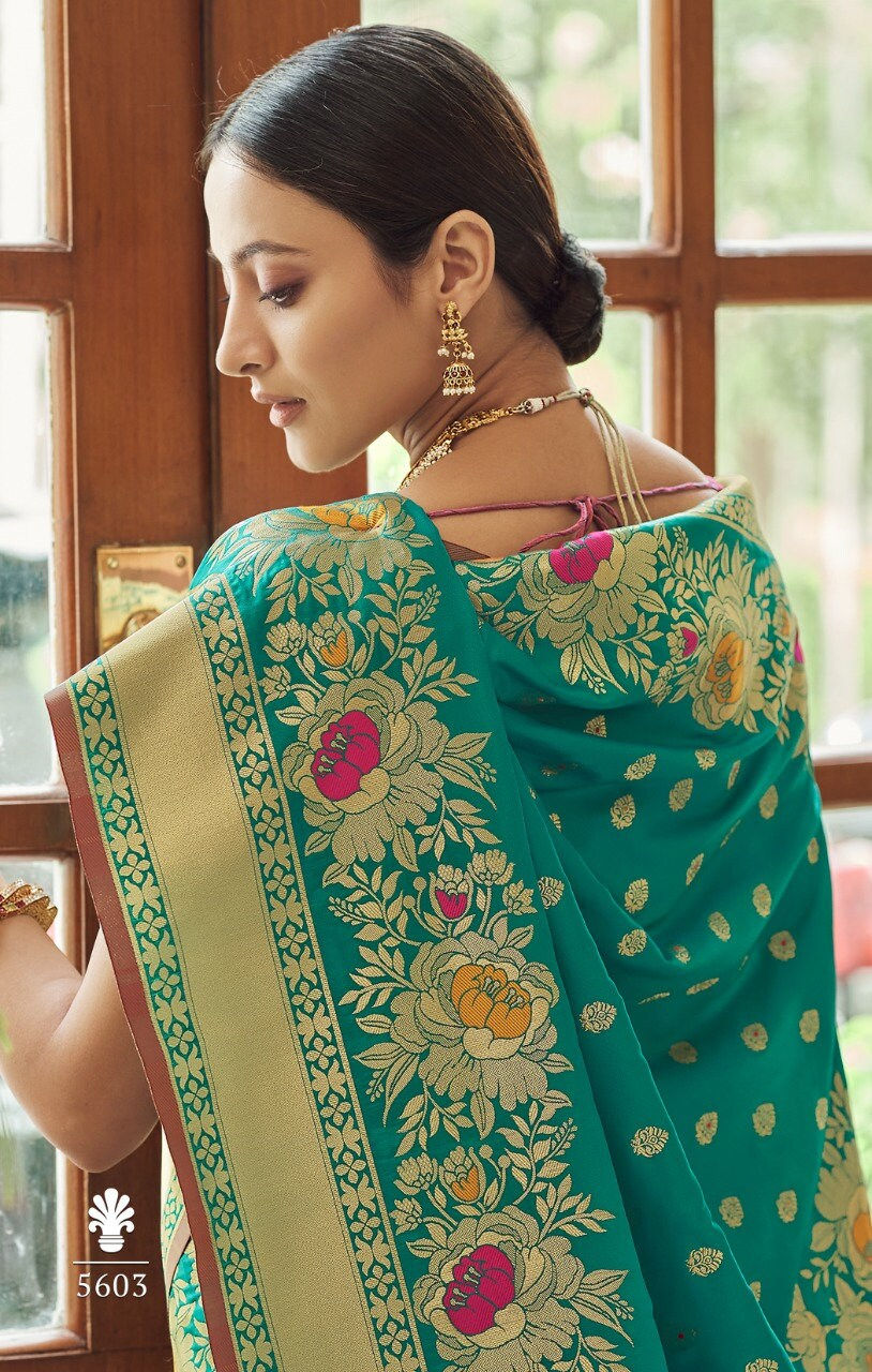 Thumbnail: Indian Wedding Silk Saree For Women Traditional Indian Outfit Silk Saree With Be