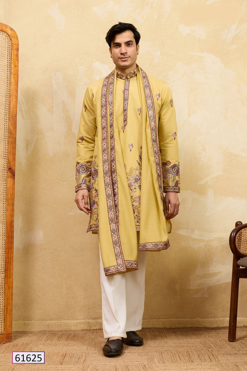 Thumbnail: Women Embroidered Kurta Pant Set with Dupatta Festive Party Wear Suit