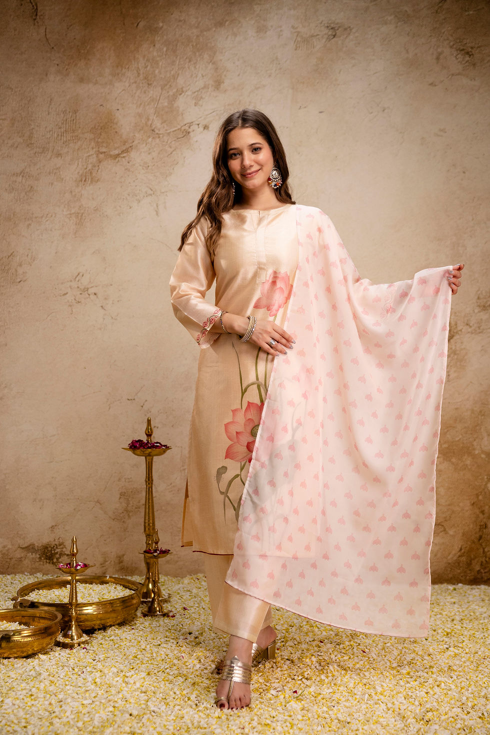 Thumbnail: Women Soft Assam Salwar Suit Set Printed Ethnic Wear Outfit