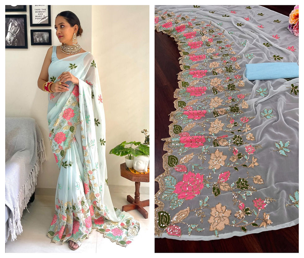 Thumbnail: Pre-stitched saree-ready to wear  saree-Bridesmaid Georgette sequence saree-Mani