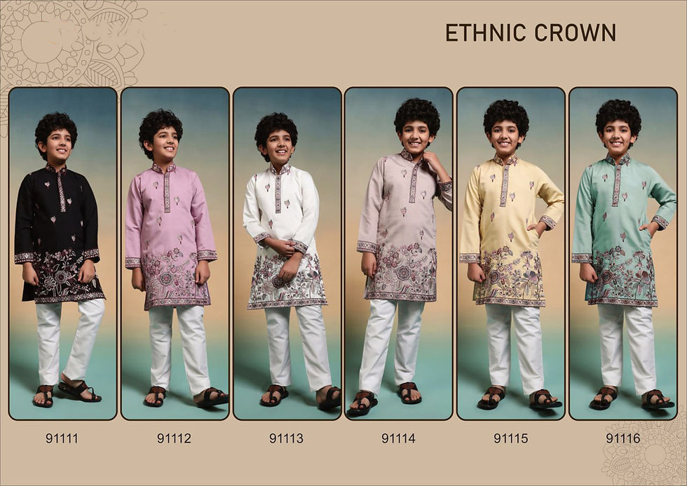 Thumbnail: Boys Viscose Silk Kurta Set Multi Thread Sequence Embroidered Ethnic Wear