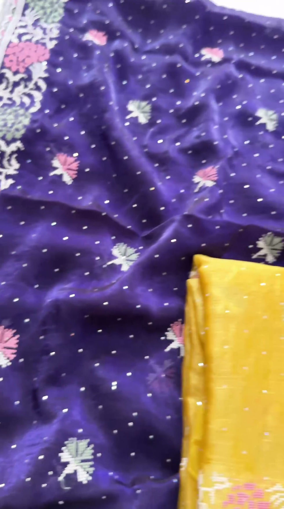 Thumbnail: Fendy Chiffon Silk Saree Swarovski Embroidery Cutwork Designer Blouse Party Wear