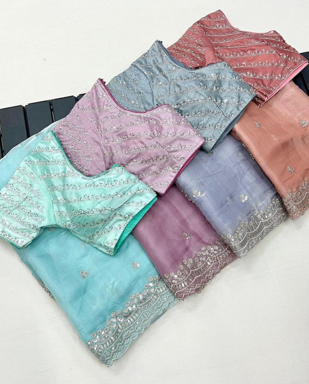 Partywear Trendy soft Jumichoo Silk saree with Beautiful Embroider
