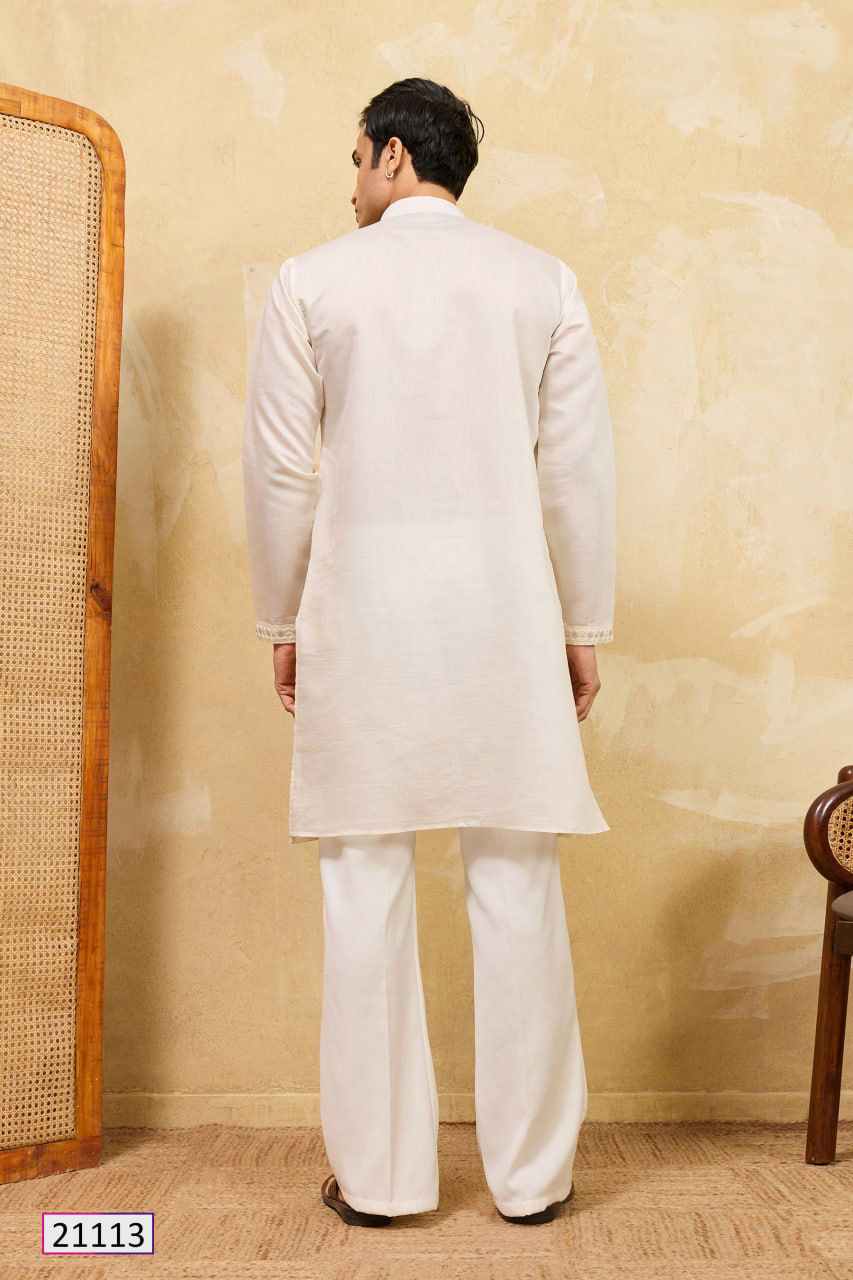 Thumbnail: Designer Embroidered Kurta Viscose Silk Party Wear Ethnic Outfit