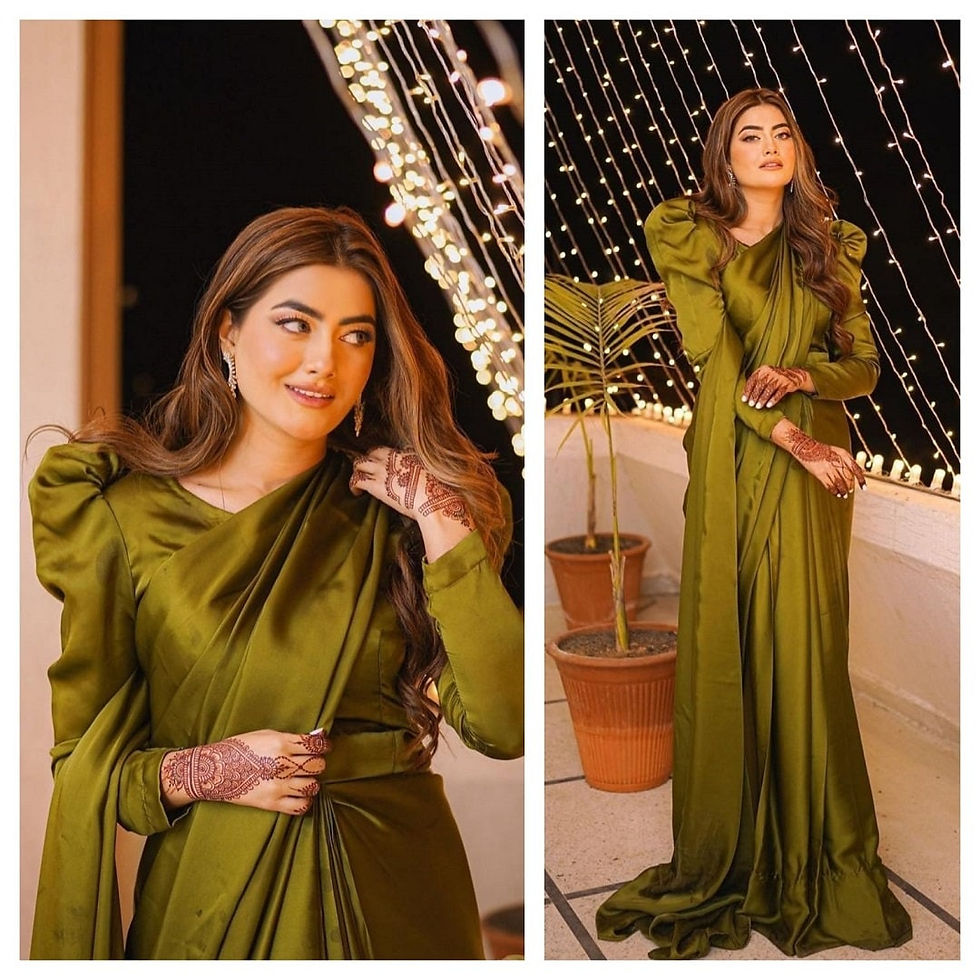 Malai satin Bridesmaids Partywear saree for women designer blouse bride to be sa