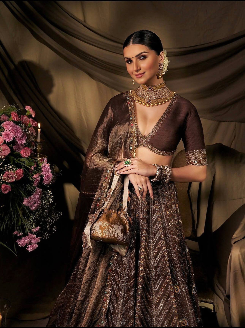 Thumbnail: Women's Premium Thai Silk Semi-Stitched Lehenga Choli with Organza Dupatta