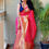 Thumbnail: Indian Women Banarasi Silk Kanjeevaram Pure Zari Saree With Unstitch Blouse