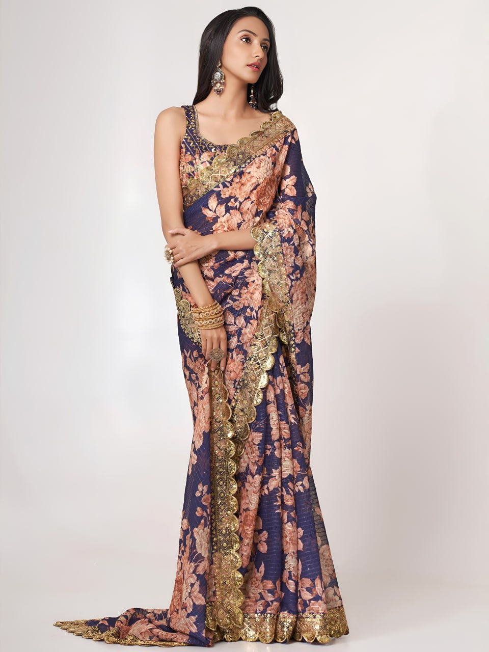 Thumbnail: Designer Wedding, Festive & Party Wear Saree with Blouse Piece