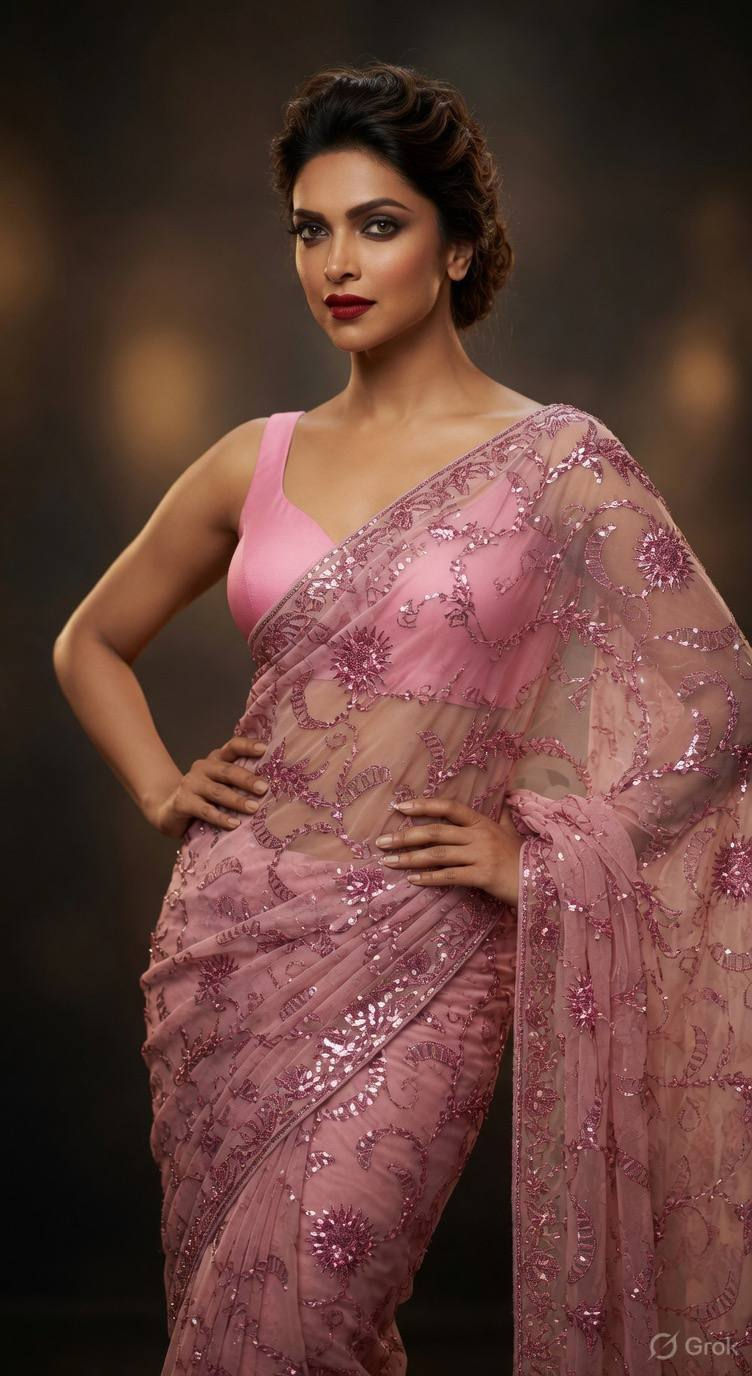 Thumbnail: Heavy Sequin Saree Export Quality Designer Party Wear Mulberry Silk Blouse Women