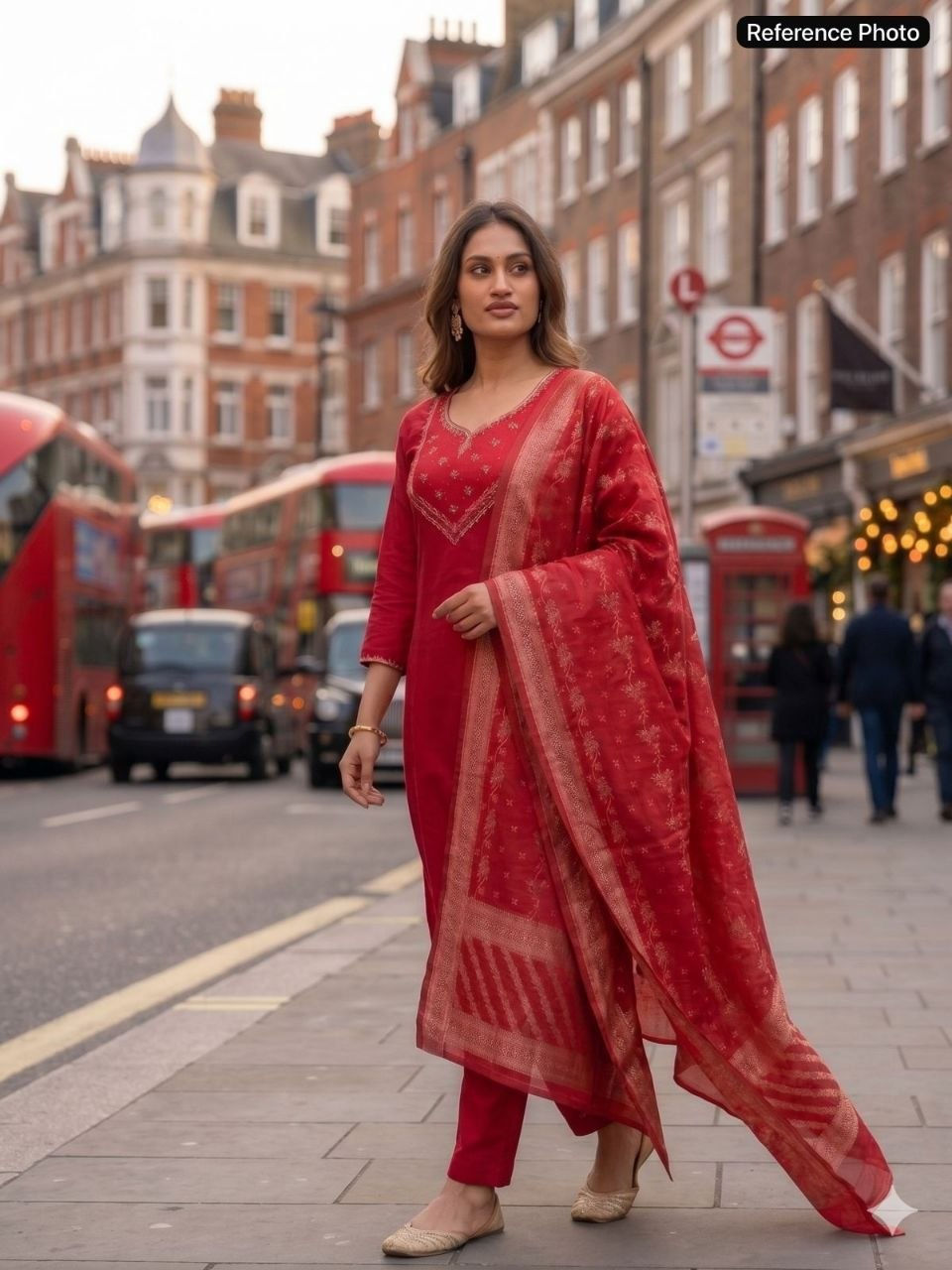 Thumbnail: Mul Chanderi Suit Set Hand Work Women Ethnic Wear with Muslin Jacquard Dupatta