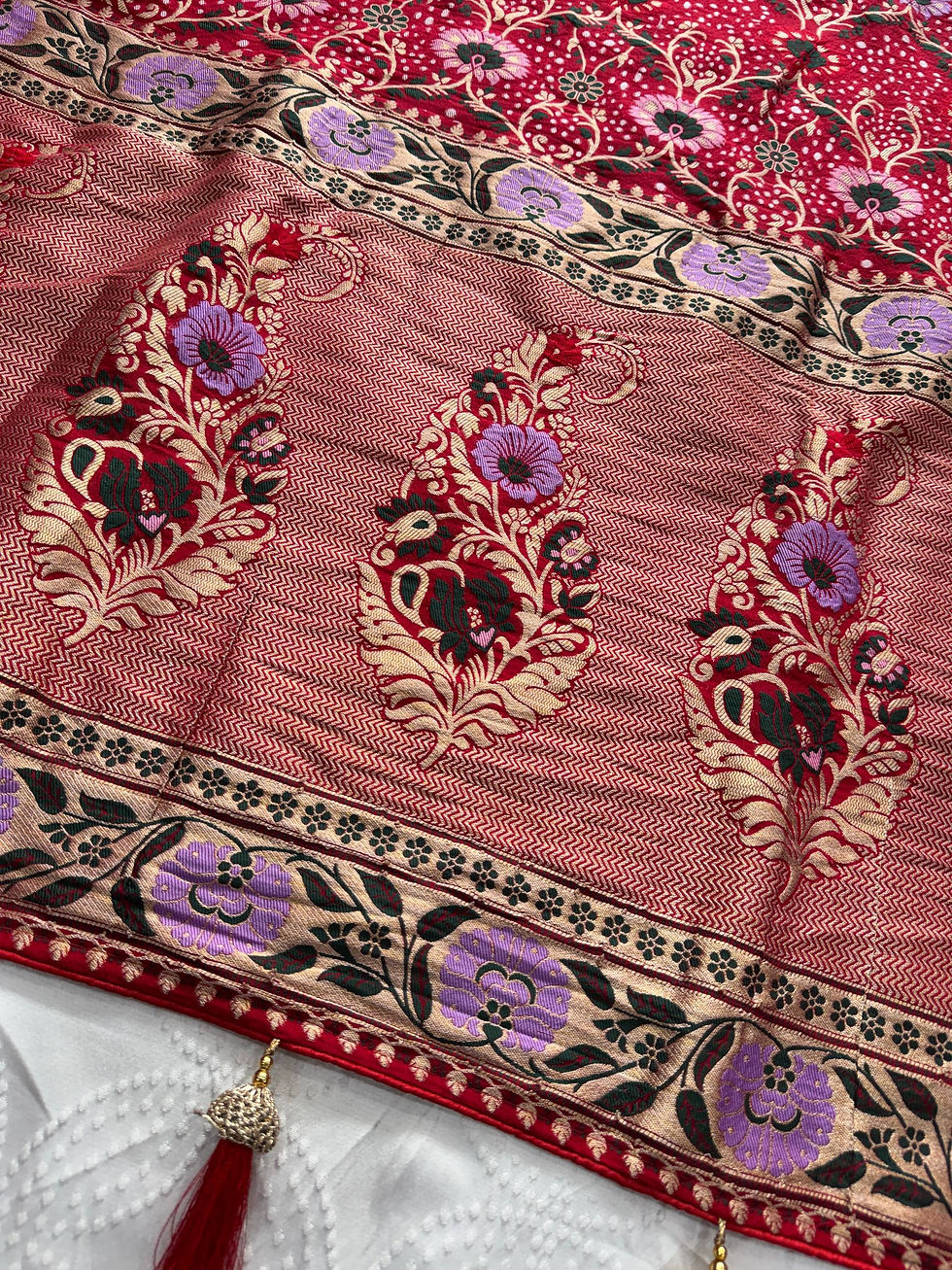 Thumbnail: Women Soft Khadi Georgette Saree with Weaving Work Wedding Wear Saree