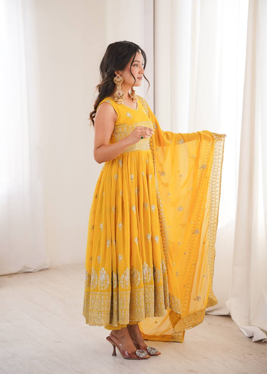 Thumbnail: Designer Party Wear Anarkali with 3.2 Meter Flare & Padded Gown