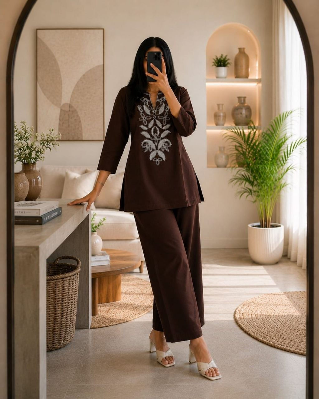 Cotton Flex Kurta Bottom Set with Embroidery Work