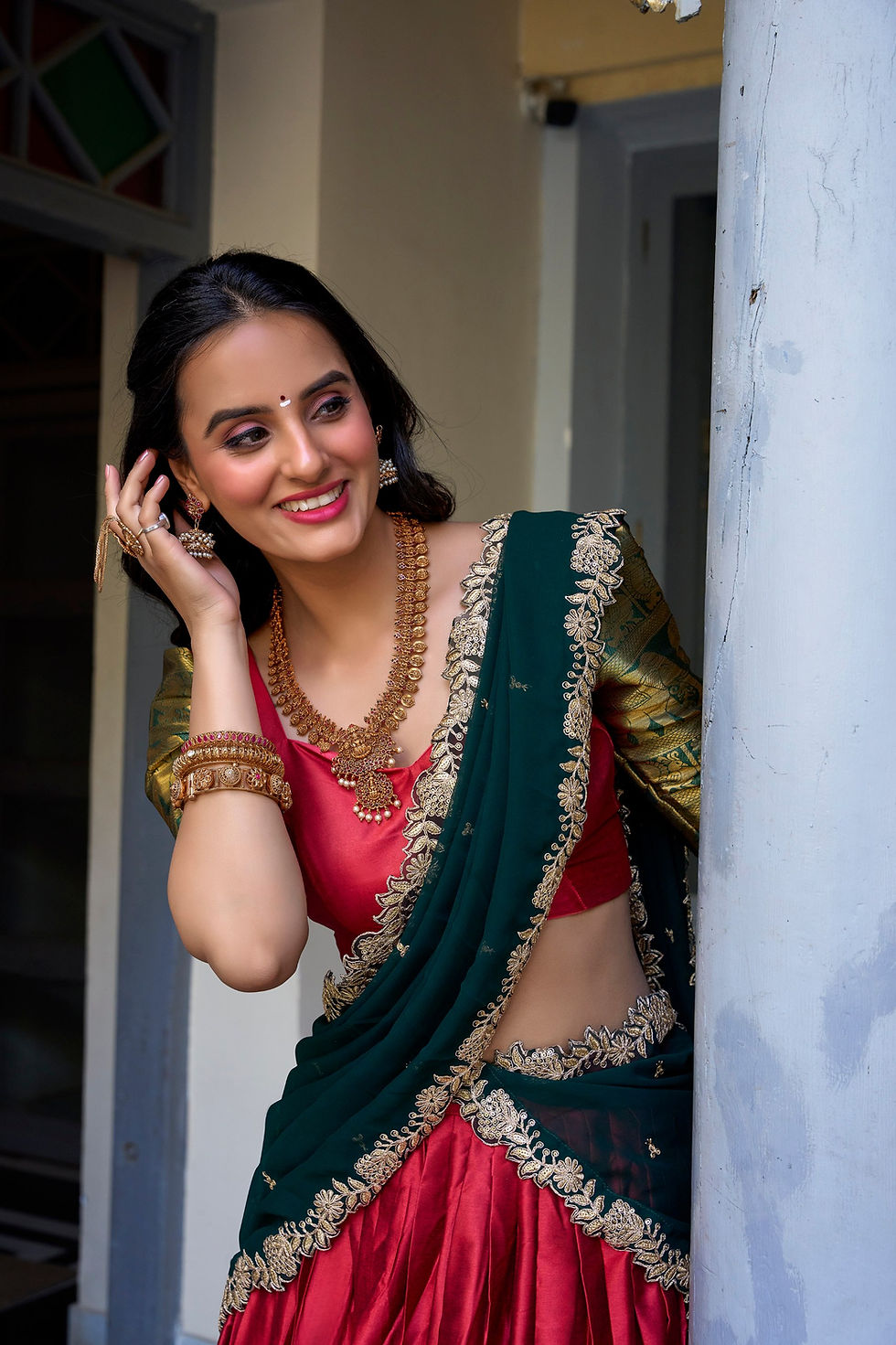 Thumbnail: Narayan Pattu Zari Weaving Lehenga Choli Set with Georgette Dupatta for Wedding