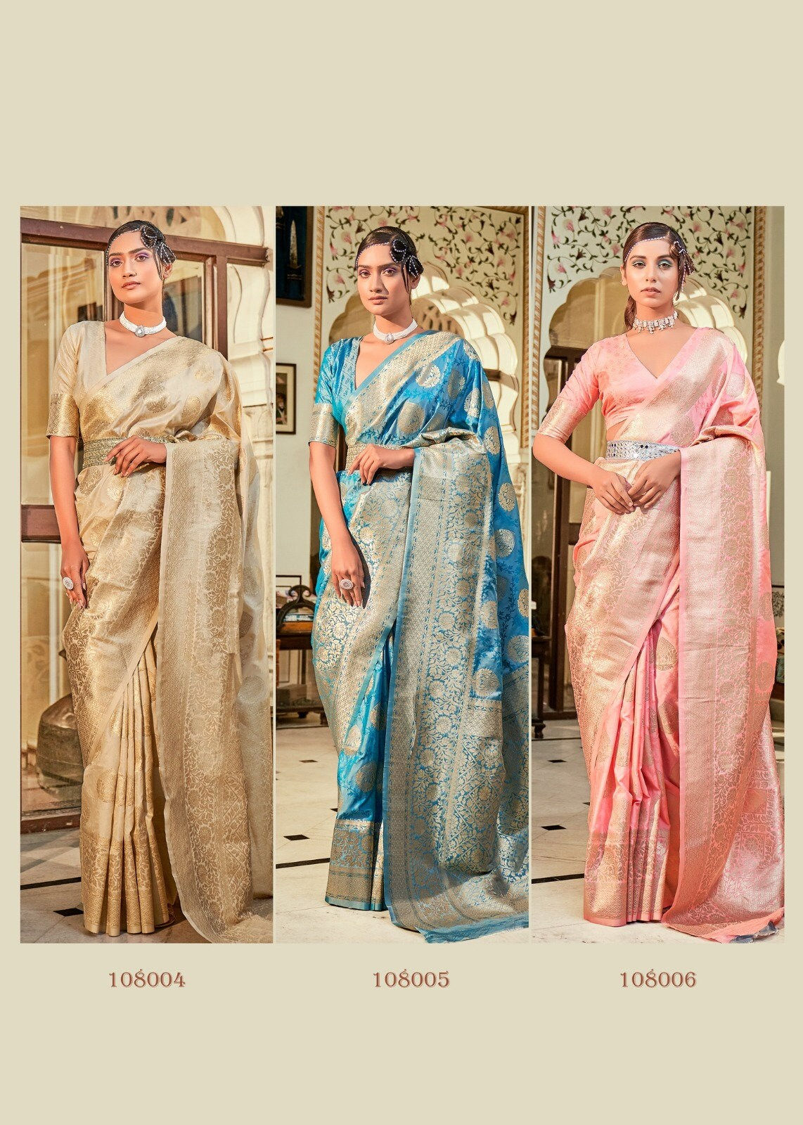 Indian Wedding Silk Saree With Beautiful Woven Work Boarder & Blouse For Par