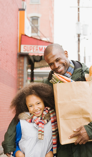 Father and Daughter with Grocery