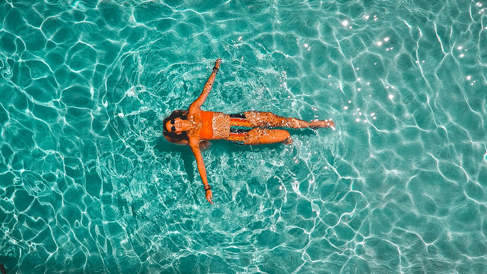 lady swimming on back