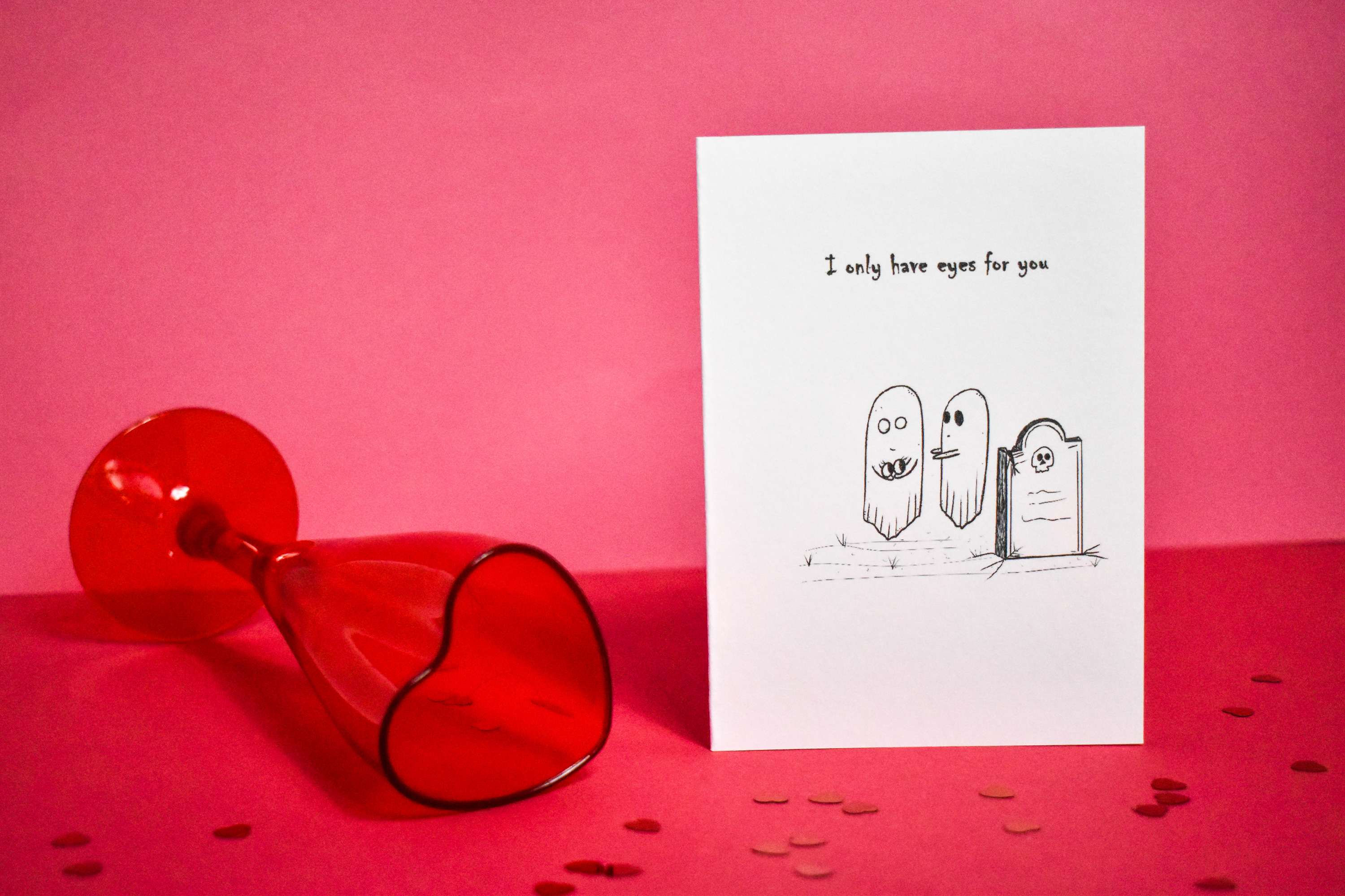 Spooky cute I only have eyes for you ghost couples, valentines card