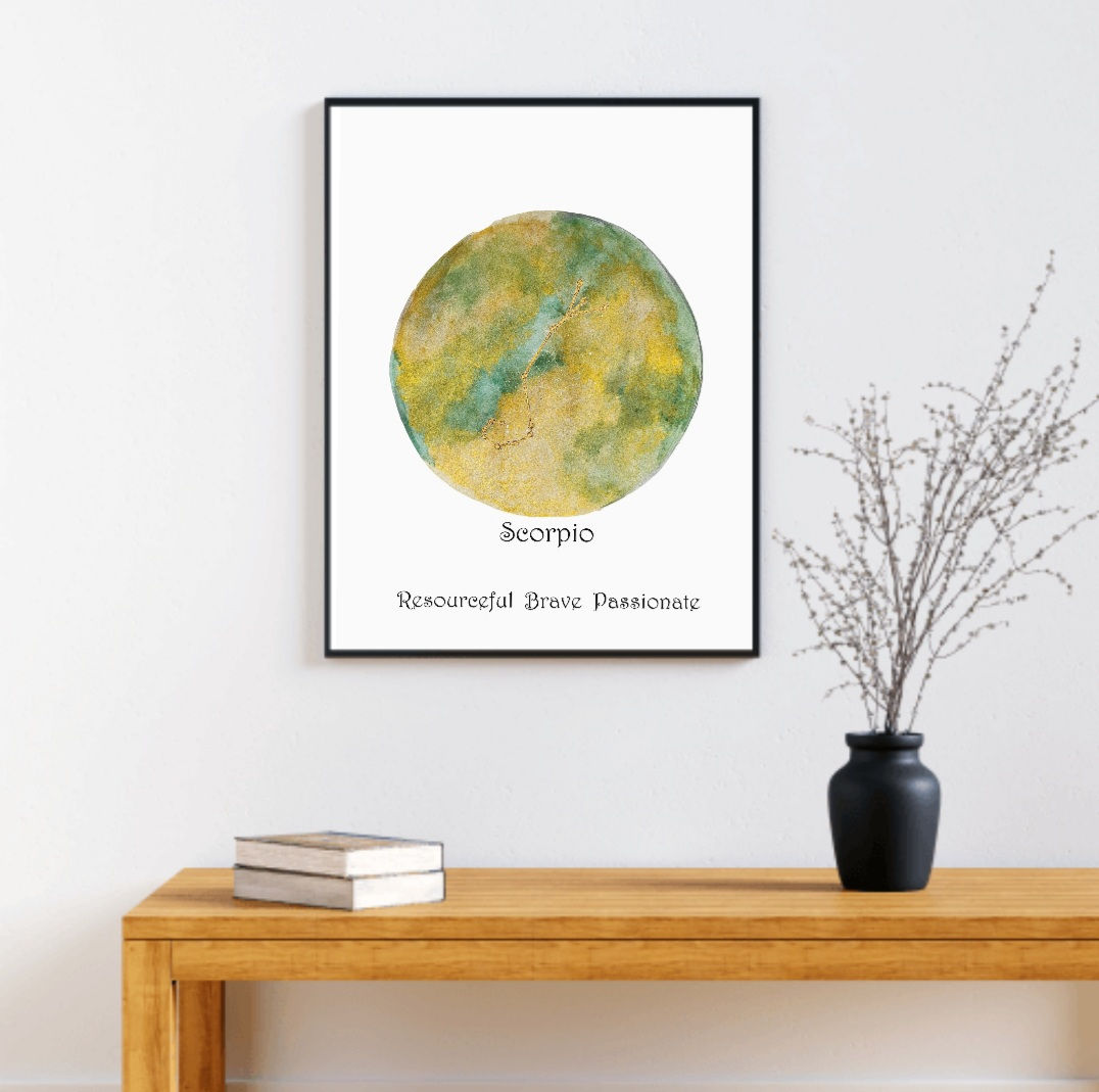 Personalized Scorpio zodiac constellation moon print