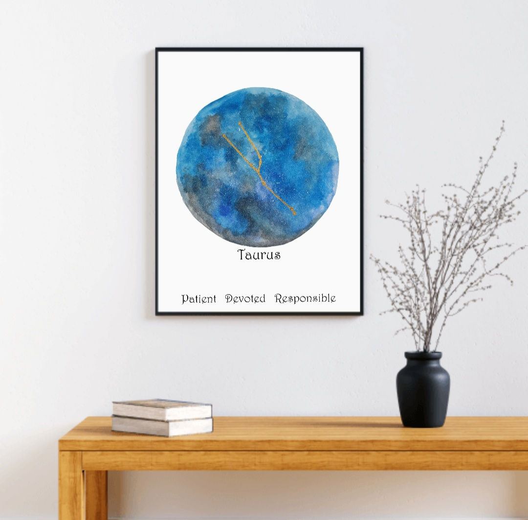 Personalized Taurus zodiac constellation moon print