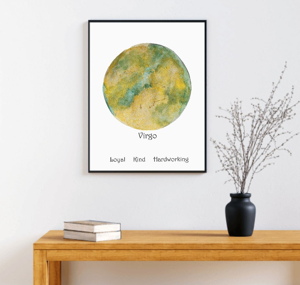 Thumbnail: Personalized Virgo zodiac constellation moon print