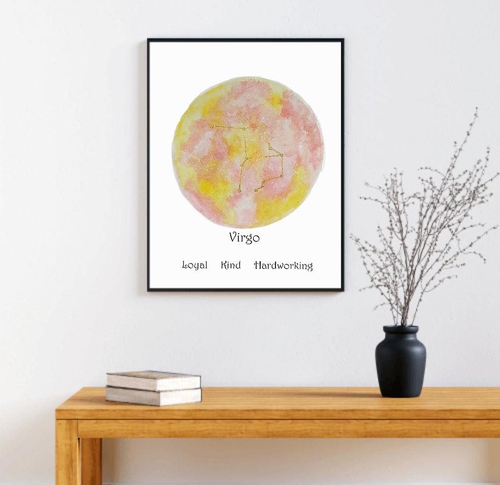 Thumbnail: Personalized Virgo zodiac constellation moon print