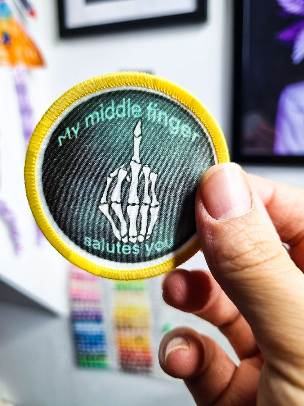 My middle finger salutes you iron on patch