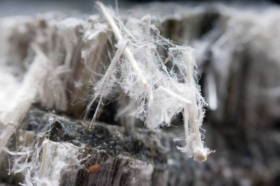 Close-up of asbestos fibers in building material commonly found in older Montreal homes