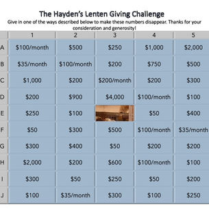 A Lenten Giving Challenge: March 25th-27th 
