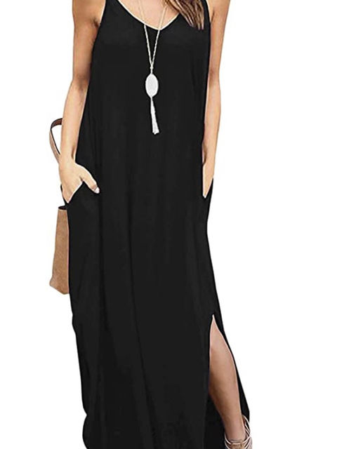 Zilcremo Women Summer Casual Dress Floral Loose Boho Dresses Cami Maxi Dresses with Pockets