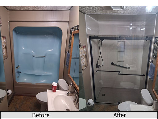 Fiberglass insert to walk-in with glass door