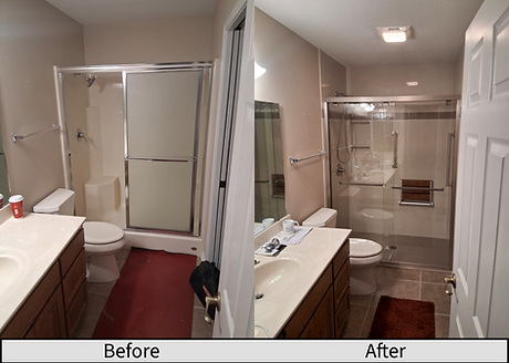 shower to shower with fold down bench