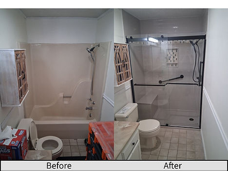 Walk-in shower with built-in bench seat in Lake Hamilton Arkansas