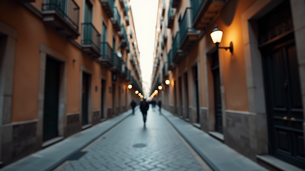 Eye-level view of narrow street in Barcelona's Gothic Quarter