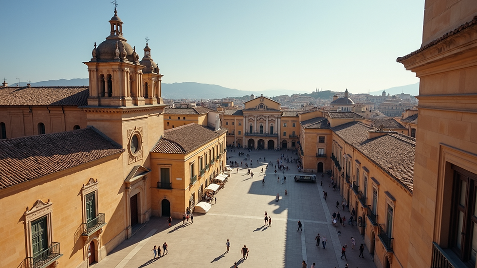 High angle view of Plaça Sant Felip Neri with historic church walls