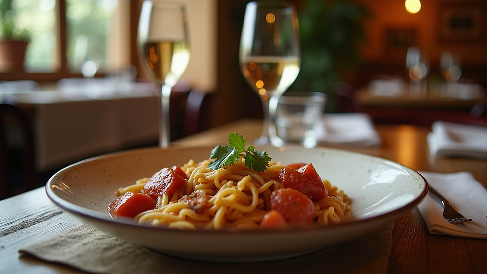 Close-up view of traditional Catalan dish served in a cozy restaurant