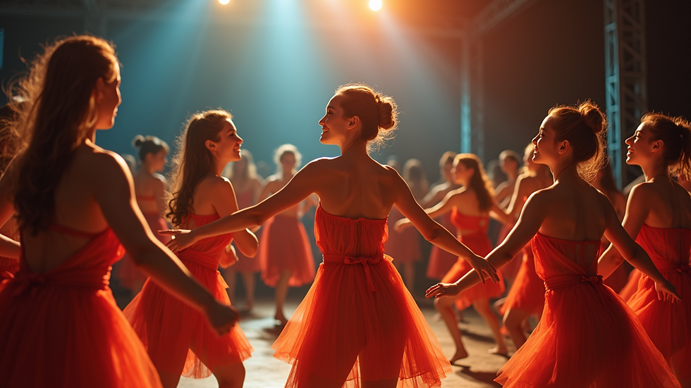 Eye-level view of a vibrant dance performance showcasing diverse styles