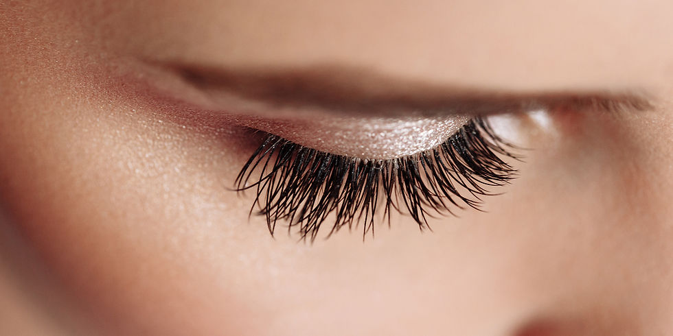 Close-up of professionally applied eyelash extensions at Lash Jax, showcasing curled and dramatic lashes in Jacksonville Beach.