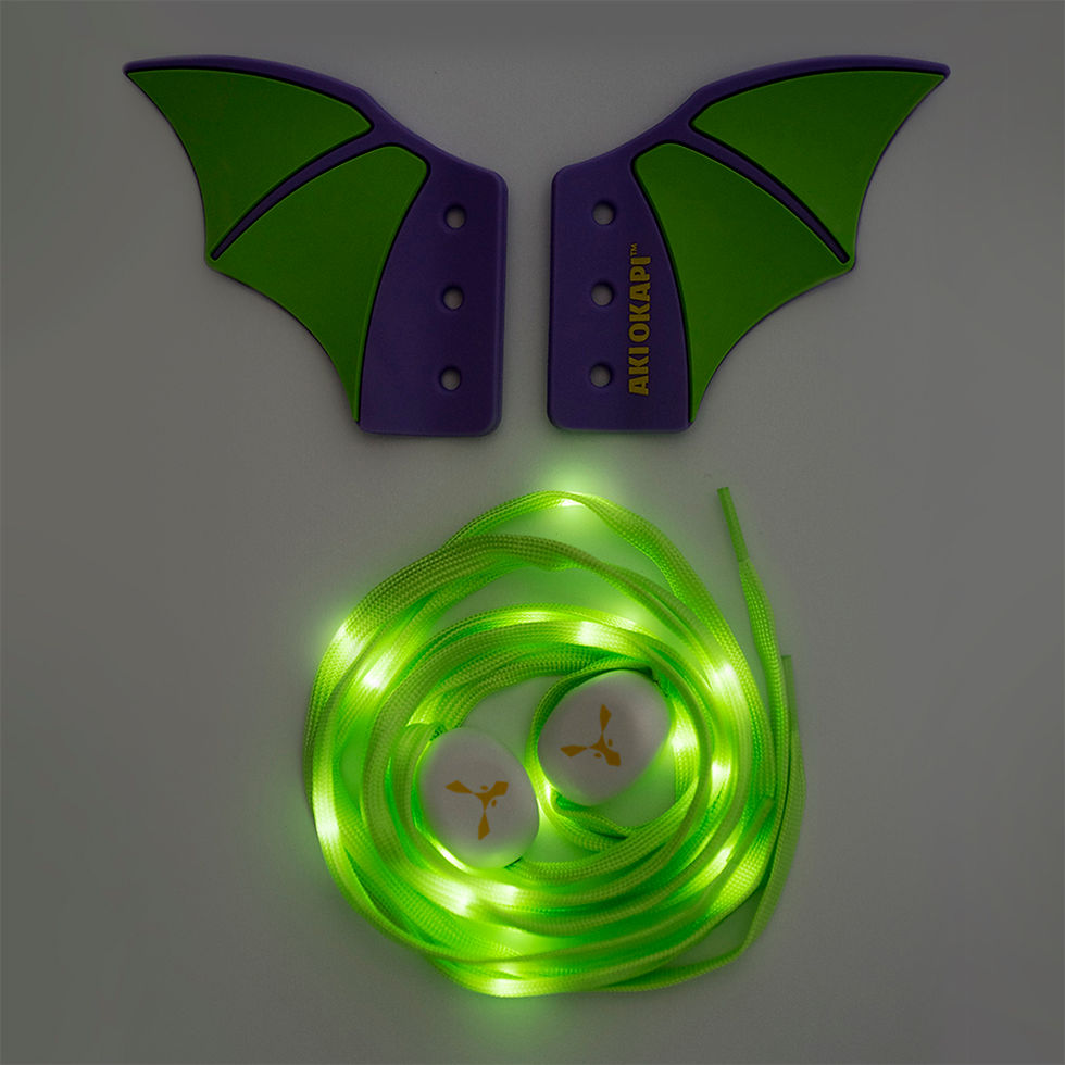Thumbnail: THWINKETS lime/purple shoe wings and lime green light up laces