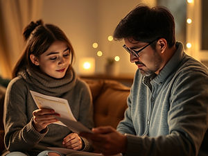 Family Paying High Electric Bill. Sad, in English_ Holding Electric Bills.jpg