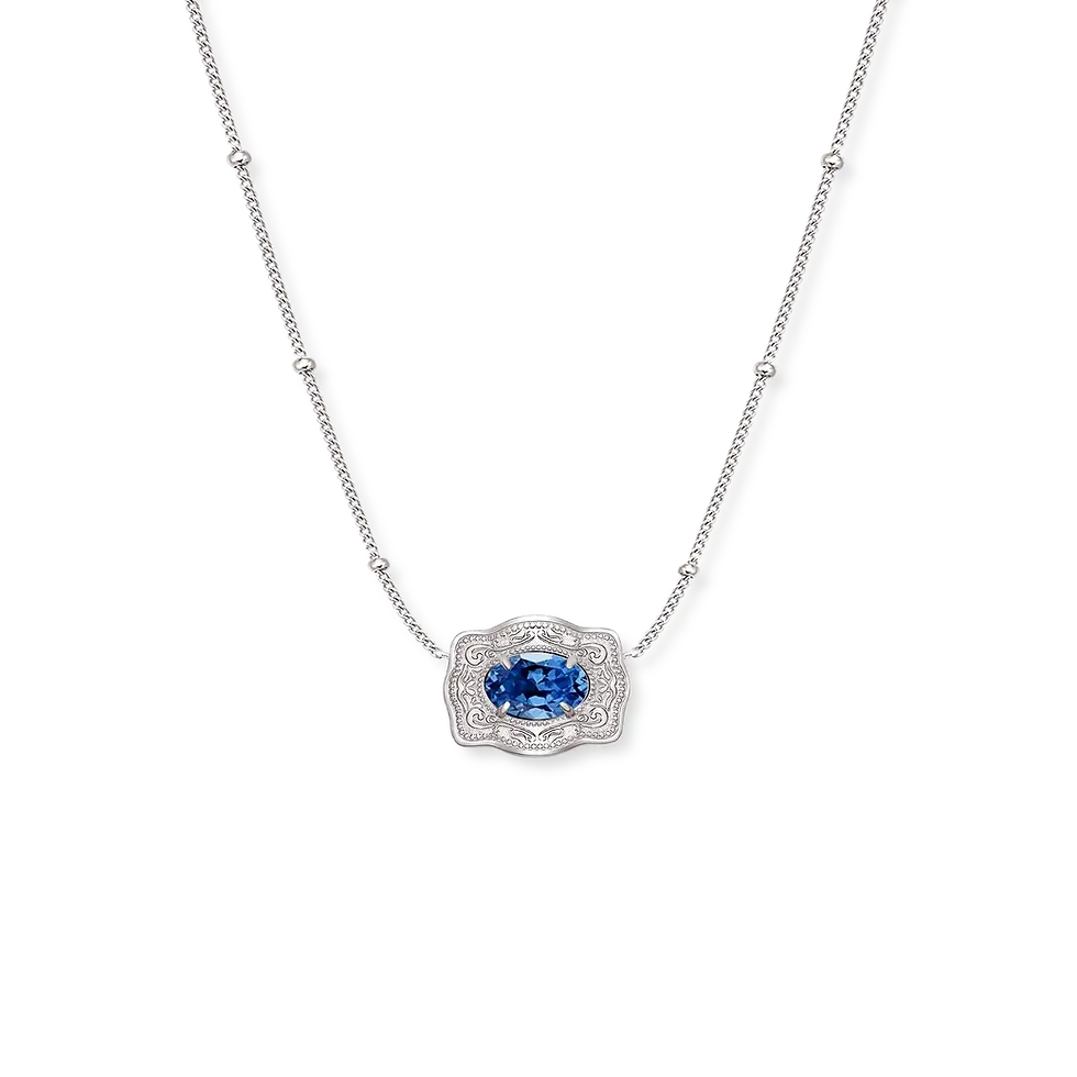 Thumbnail: Birthstone Mini Buckle Necklace (Silver)